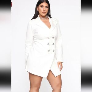 Nwt Boohoo white puff sleeve blazer dress